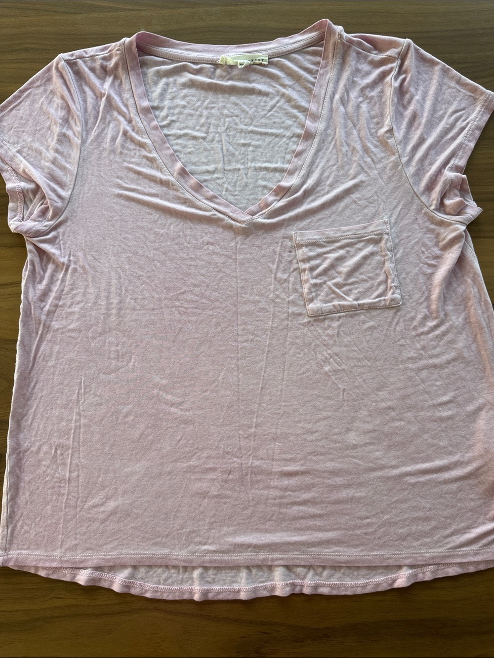Jane and Delancey Light Pink V-Neck Pocket Tee